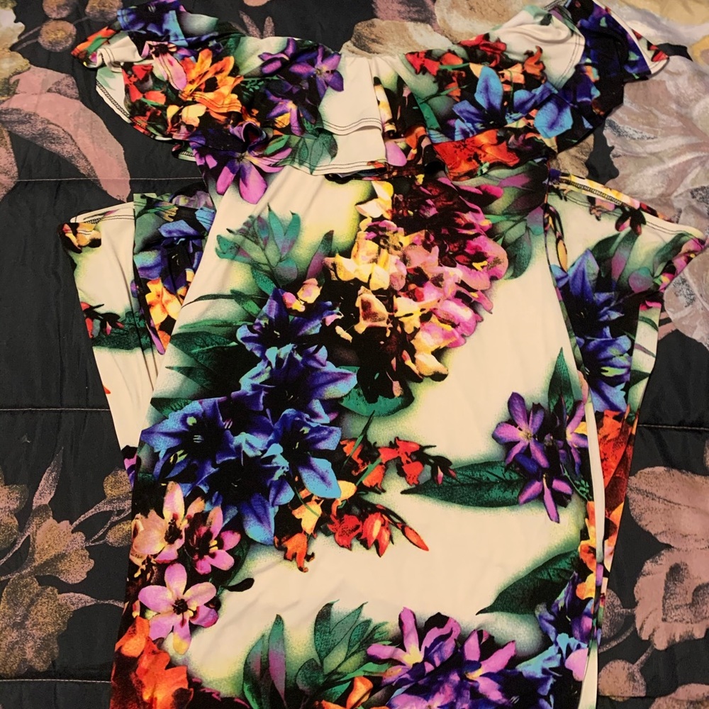 Long fitted off the shoulder dress